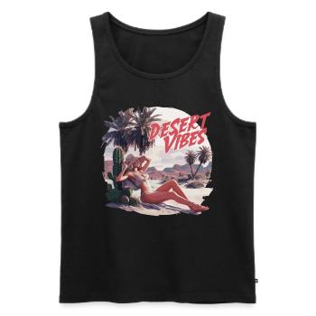 Sonnenuntergang Desert Vibes Urlaub Abenteuer - Männer Premium Bio Tank Top - Schwarz - Vorne - AI Model Male 178 light (178cm)