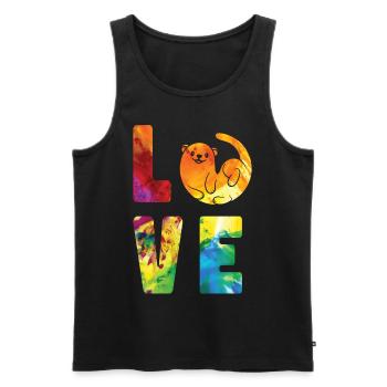 Otter Watercolor Love - Men's Premium Organic Tank Top - black - Front - Michal (187cm)