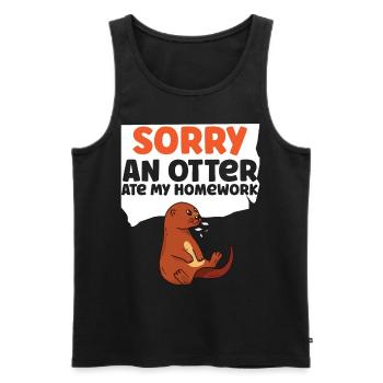Otter Sorry An Otter Ate My - Männer Premium Bio Tank Top - Schwarz - Vorne - Michal (187cm)