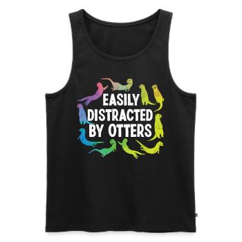 Otter Easily Distracted By Otters - Men's Premium Organic Tank Top - black - Front - Michal (187cm)