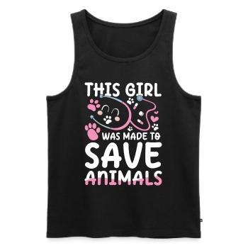 This Girl Was Made To Save Animals - Männer Premium Bio Tank Top - Schwarz - Vorne - Michal (187cm)