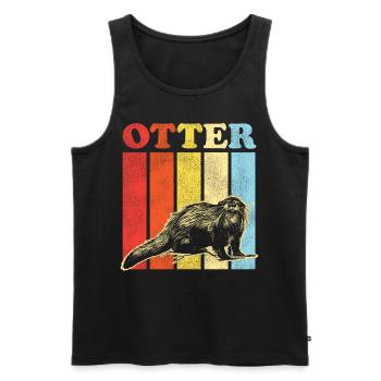 Otter Retro Vintage Otter - Men's Premium Organic Tank Top - black - Front - AI Model Male 178 light (178cm)