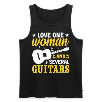 Femme Plusieurs Guitares Guitariste Fille - Débardeur bio Premium Homme - noir - Devant - Michal (187cm)