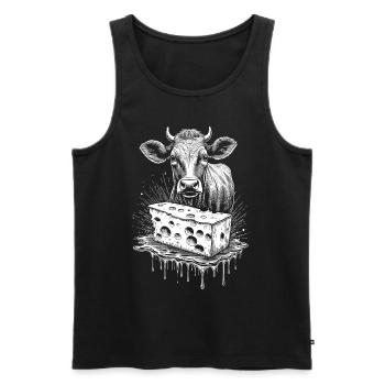 T-shirt d’hiver à motif de vache artistique - Débardeur bio Premium Homme - noir - Devant - AI Model Male 178 light (178cm)