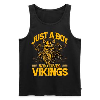 Nur ein Junge, der Wikinger liebt - Männer Premium Bio Tank Top - Schwarz - Vorne - Michal (187cm)