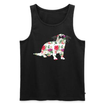 Loutre Fleurs tropicales Floral - Débardeur bio Premium Homme - noir - Devant - Michal (187cm)