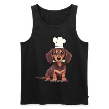 Dackel Hund Hunde Koch Köche Köchin Gastgeber - Männer Premium Bio Tank Top - Schwarz - Vorne - AI Model Male 178 light (178cm)