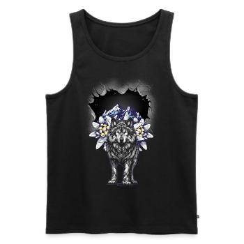 Österreich Tirol Tiroler Wolf Wölfe Gebirge Berge - Männer Premium Bio Tank Top - Schwarz - Vorne - AI Model Male 178 light (178cm)
