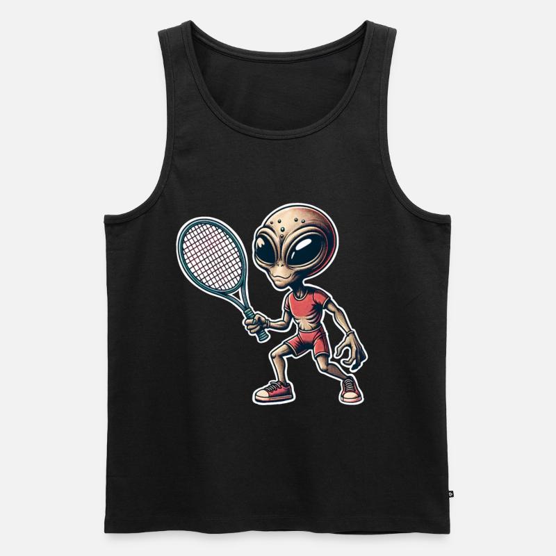 Alien Tennis - Männer Premium Bio Tank Top - Schwarz