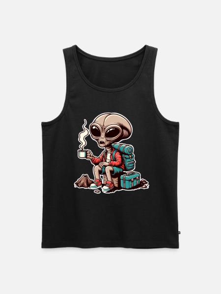 Hiking Alien Coffee Mountains - Men's Premium Organic Tank Top - black