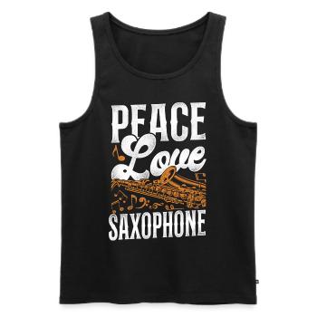 Saxophone Girl Peace Love - Männer Premium Bio Tank Top - Schwarz - Vorne - Michal (187cm)