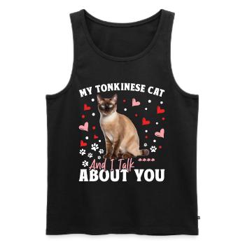 Chat tonkinois - Débardeur bio Premium Homme - noir - Devant - Michal (187cm)