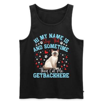 Chat tonkinois - Débardeur bio Premium Homme - noir - Devant - Michal (187cm)