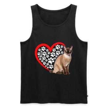 Chat tonkinois - Débardeur bio Premium Homme - noir - Devant - Michal (187cm)