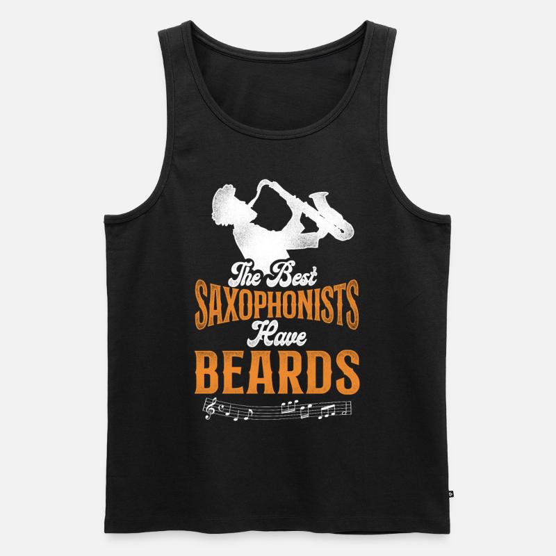 Saxophone Beard The Best - Männer Premium Bio Tank Top - Schwarz