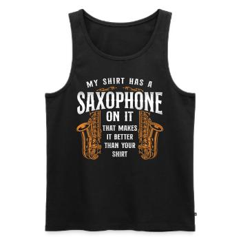 Saxophone Ma chemise a un saxophone - Débardeur bio Premium Homme - noir - Devant - Michal (187cm)