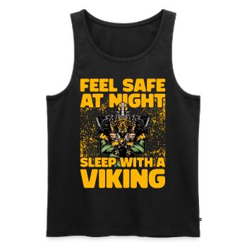 Fühlen Sie sich nachts sicher, schlafen Sie mit einem Wikinger - Männer Premium Bio Tank Top - Schwarz - Vorne - Michal (187cm)