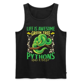 Green Tree Python - Men's Premium Organic Tank Top - black - Front - AI Model Male 178 light (178cm)