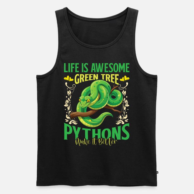 Green Tree Python - Männer Premium Bio Tank Top - Schwarz