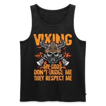 Wikinger, meine Götter, verurteilen mich nicht, sie respektieren mich - Männer Premium Bio Tank Top - Schwarz - Vorne - Michal (187cm)