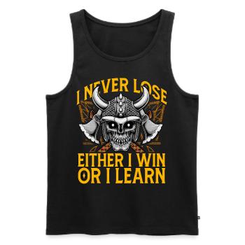 Ich verliere nie, entweder ich gewinne oder ich lerne - Männer Premium Bio Tank Top - Schwarz - Vorne - Michal (187cm)