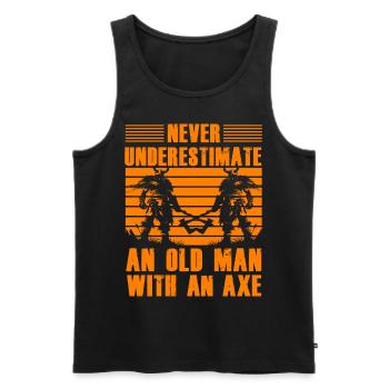 Unterschätze niemals einen alten Mann mit einer Axt - Männer Premium Bio Tank Top - Schwarz - Vorne - Michal (187cm)