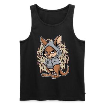 Kangourou Kangourou Animaux australiens - Débardeur bio Premium Homme - noir - Devant - Michal (187cm)