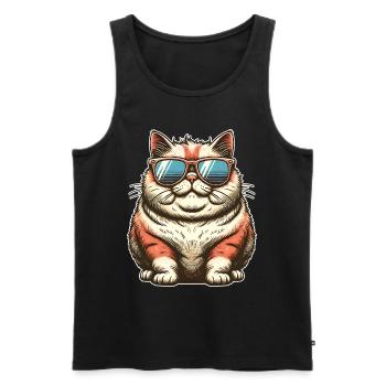Fat Cool Cat - Men's Premium Organic Tank Top - black - Front - Michal (187cm)