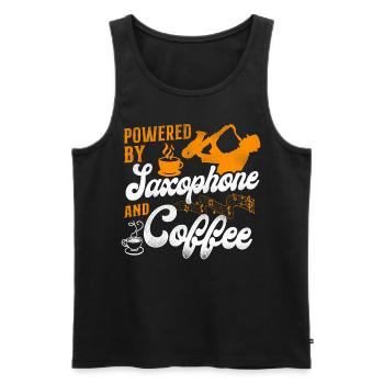 Saxophone Coffee Powered By - Männer Premium Bio Tank Top - Schwarz - Vorne - Michal (187cm)