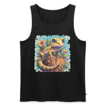 Geckos Gecko - Männer Premium Bio Tank Top - Schwarz - Vorne - AI Model Male 178 light (178cm)