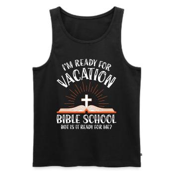 École biblique de vacances, VBS - Débardeur bio Premium Homme - noir - Devant - AI Model Male 178 light (178cm)