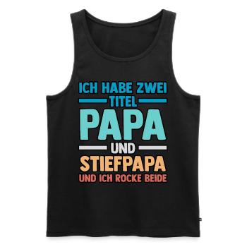 Ich Habe Zwei Titel Papa Und Stiefpapa - Männer Premium Bio Tank Top - Schwarz - Vorne - AI Model Male 178 light (178cm)