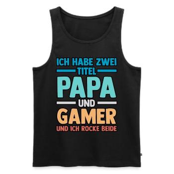 Papa Gamer Gamer Gaming Papa - Débardeur bio Premium Homme - noir - Devant - Michal (187cm)