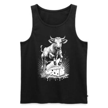 Käse-Kuh-Freude – Schweiz-Shirt - Männer Premium Bio Tank Top - Schwarz - Vorne - Michal (187cm)