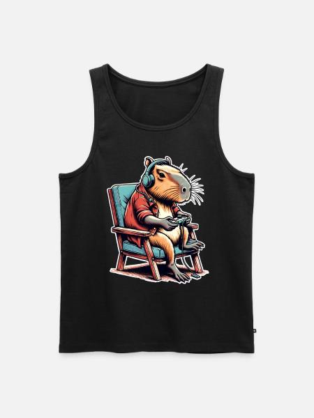 Capybara Gaming Nerd - Men's Premium Organic Tank Top - black