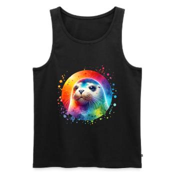 Robbe Seehund - Männer Premium Bio Tank Top - Schwarz - Vorne - AI Model Male 178 light (178cm)