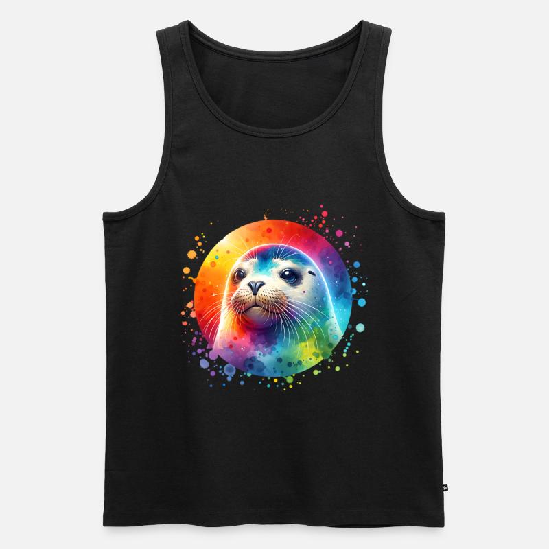 Robbe Seehund - Männer Premium Bio Tank Top - Schwarz