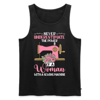 Die Macht einer Frau mit Nähmaschine Näherin - Männer Premium Bio Tank Top - Schwarz - Vorne - Michal (187cm)