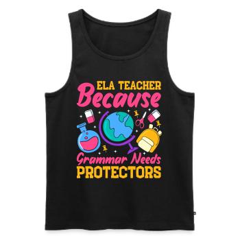 Drôle de professeur d’école d’anglais - Débardeur bio Premium Homme - noir - Devant - Michal (187cm)