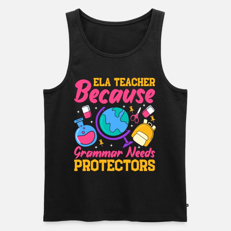 Drôle de professeur d’école d’anglais - Débardeur bio Premium Homme - noir