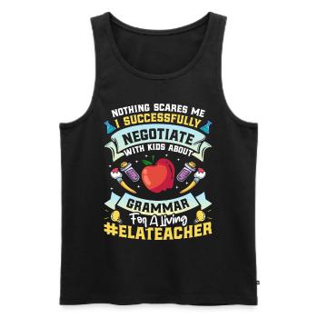 Drôle de professeur d’école d’anglais - Débardeur bio Premium Homme - noir - Devant - Michal (187cm)