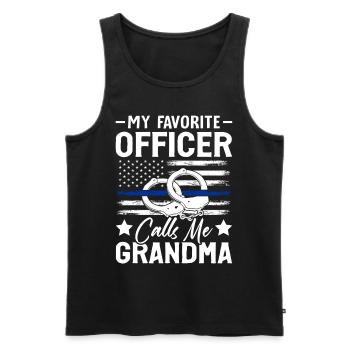 Officier préféré Grand-mère Policier - Débardeur bio Premium Homme - noir - Devant - Michal (187cm)