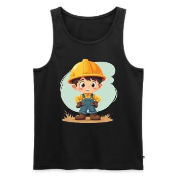 Construction Worker Design – Cute Motif for Kids - Men's Premium Organic Tank Top - black - Front - AI Model Male 178 light (178cm)