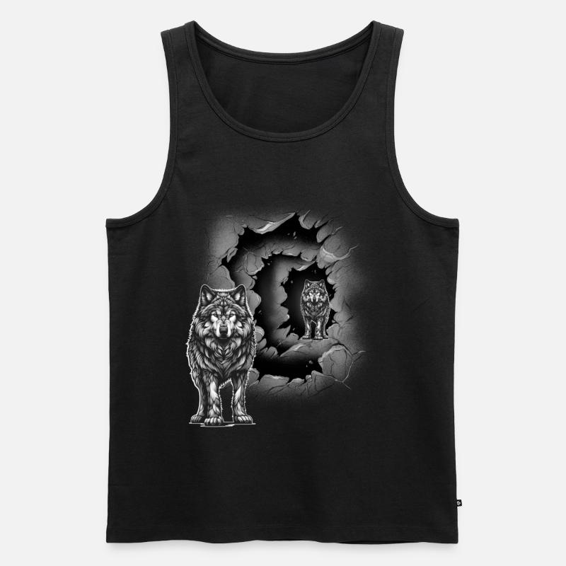 Wolf - Männer Premium Bio Tank Top - Schwarz