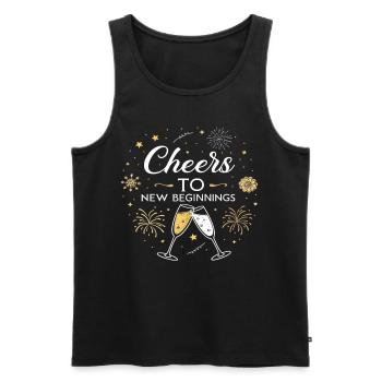 Cheers to New Beginnings – Festliches Silvester - Männer Premium Bio Tank Top - Schwarz - Vorne - AI Model Male 178 light (178cm)