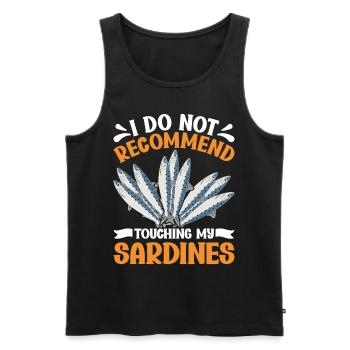 Sardines, Pêche, Poisson - Débardeur bio Premium Homme - noir - Devant - AI Model Male 178 light (178cm)
