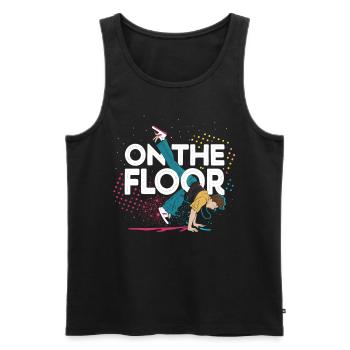 Sur le sol - Conception Breakdance Cool - Débardeur bio Premium Homme - noir - Devant - Michal (187cm)