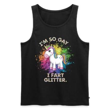 I'm so Gay Unicorn für Schwule - Männer Premium Bio Tank Top - Schwarz - Vorne - Michal (187cm)
