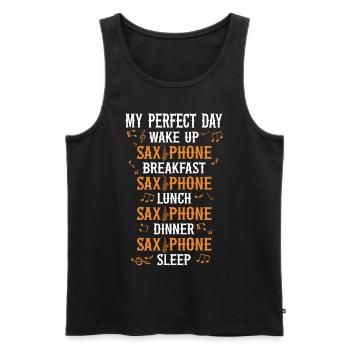 Saxophone My Perfect Day Wake Up - Débardeur bio Premium Homme - noir - Devant - Michal (187cm)