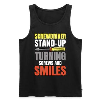 Screwdriver Stand-Up Turning Screws für einen - Männer Premium Bio Tank Top - Schwarz - Vorne - Michal (187cm)